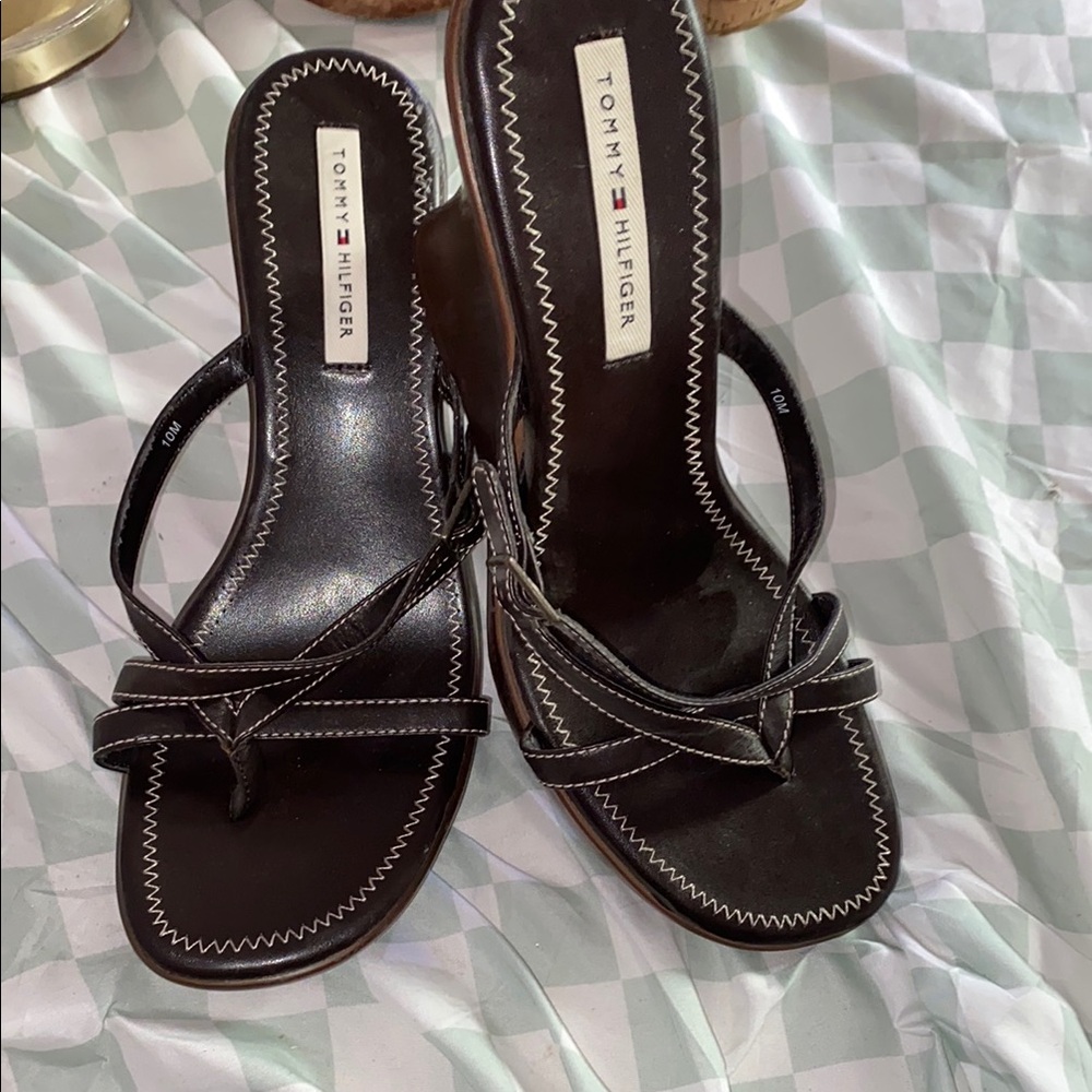 Tommy Hilfiger Black Heeled Sandals with Slingback